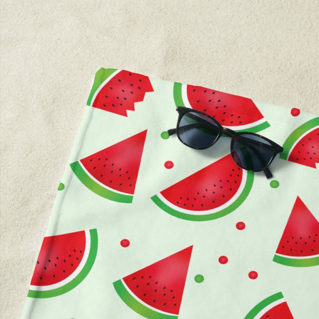Watermelon Summertime Fruit Pattern Beach Towel (In Situ)