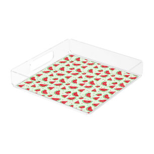 Watermelon Summertime Pattern Melon Fruit Green Acrylic Tray