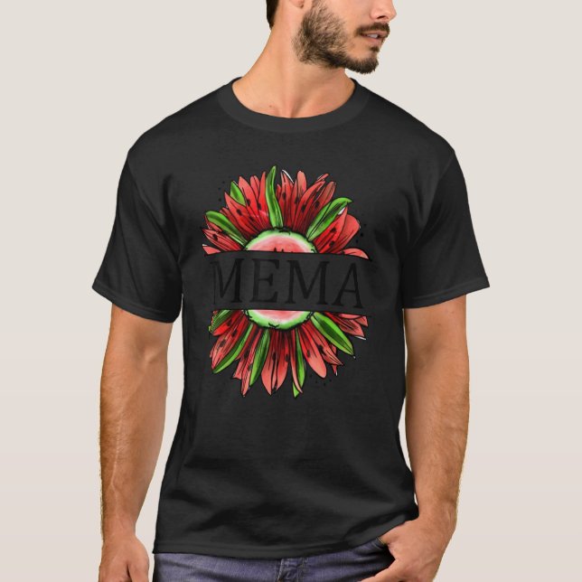 Watermelon Sunflower Mema National Watermelon Day T-Shirt (Front)