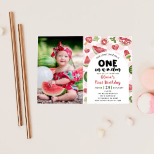 Watermelon Sweet Birthday 1st Birthday Party Photo Invitation