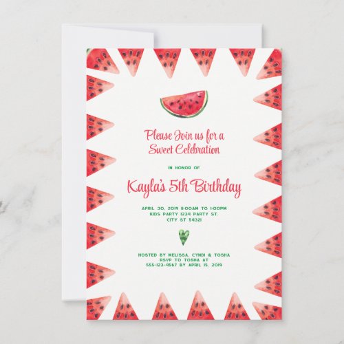 Watermelon Sweet Celebration Birthday Invitations