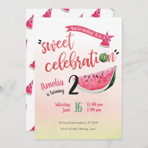 Watermelon Sweet Celebration Birthday Invite