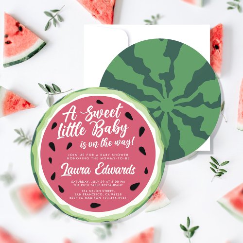  Watermelon Sweet Little Baby Summer Baby Shower Invitation