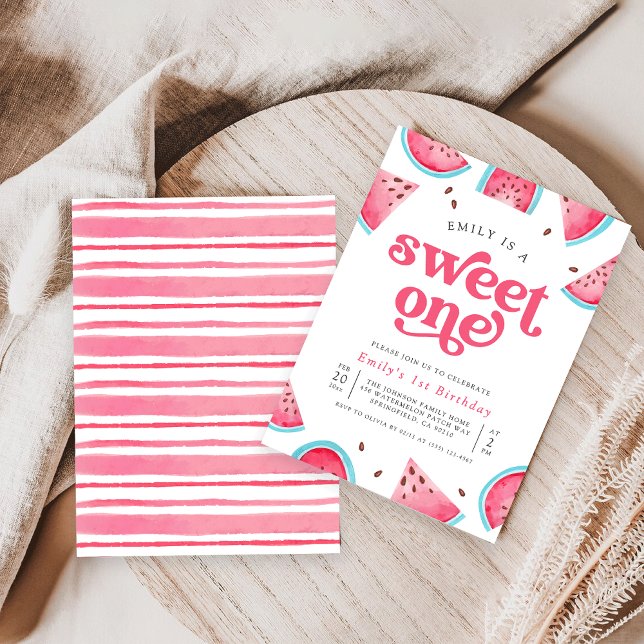 Watermelon Sweet One 1st Birthday Party Invitation (Creator Uploaded)