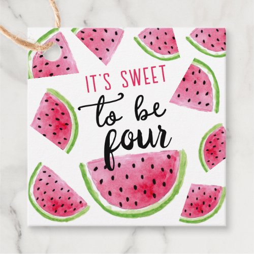Watermelon Sweet to Be Four Birthday Party Favor Tags