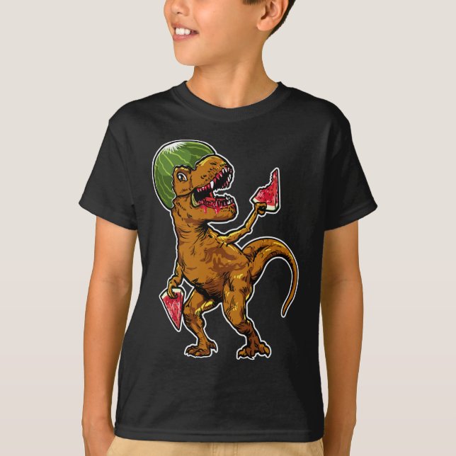 Watermelon T - Rex Dinosaur Watermelon Lover T-Shirt (Front)