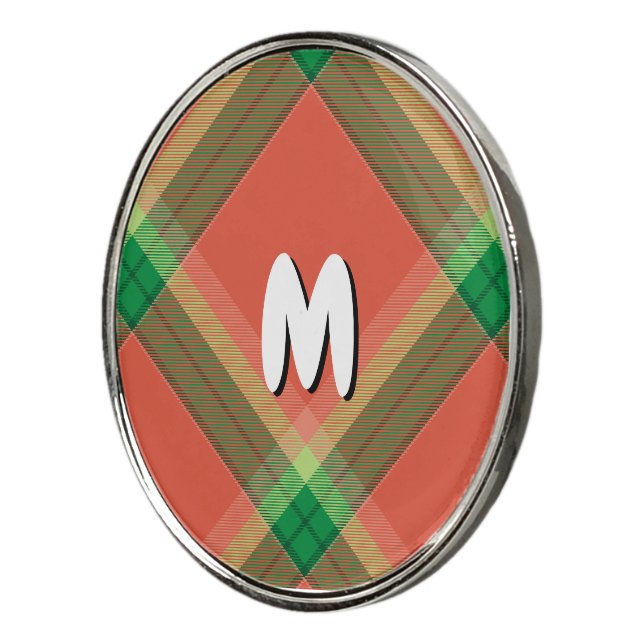 Watermelon Tartan Golf Ball Marker (3/4)
