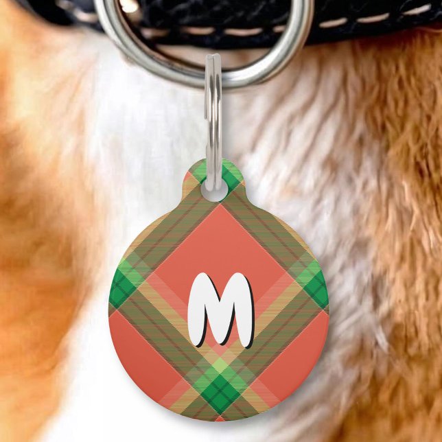 Watermelon Tartan Pet ID Tag (Creator Uploaded)