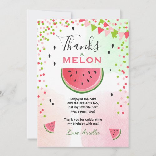 Watermelon Thank You Card One in a melon Summer