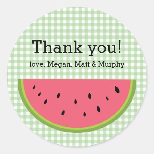 Watermelon Thank You Classic Round Sticker