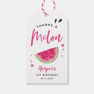 Watermelon Thanks A Melon Girl's Birthday Party Gift Tags