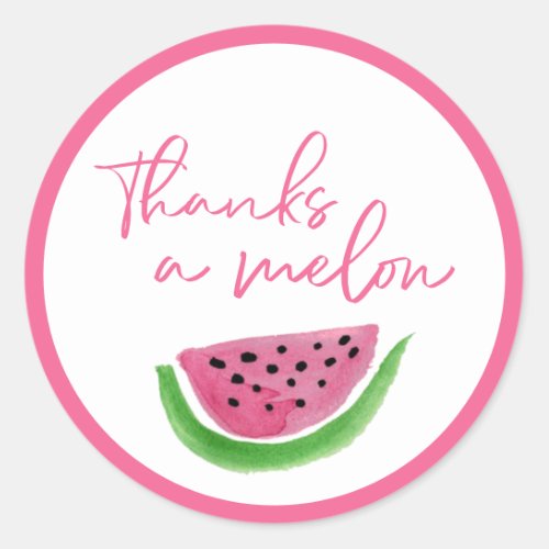 Watermelon Thanks a Melon Thank you Classic Round Sticker