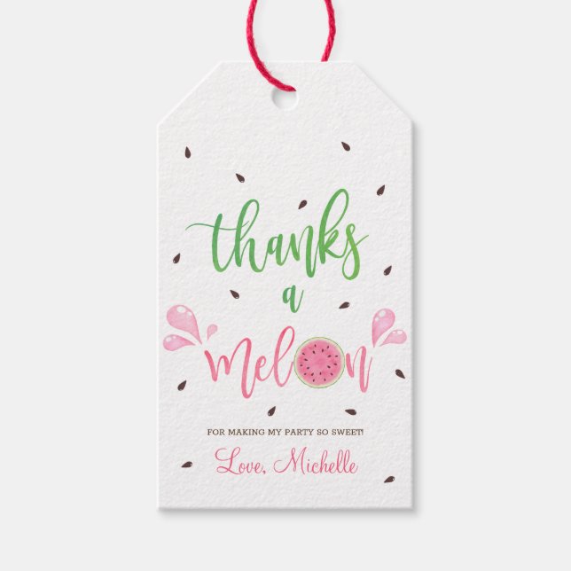 Watermelon Thanks a Melon Thank You  Gift Tags (Front)