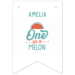 Watermelon Theme 1st Birthday 12 Month Photo Bunting Flags