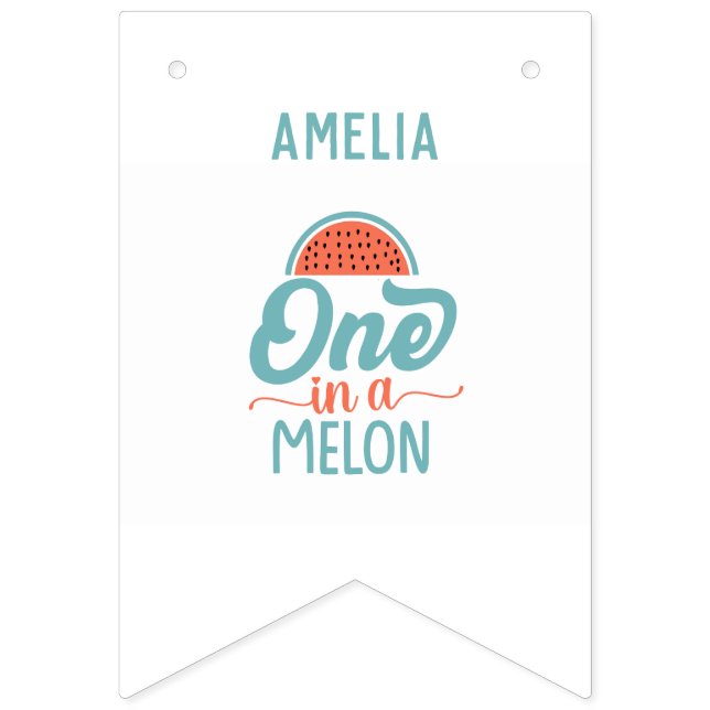 Watermelon Theme 1st Birthday 12 Month Photo Bunting Flags (First Flag)