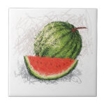watermelon tile<br><div class="desc">artistic hand-drawn illustration, sketch of fresh watermelon.</div>