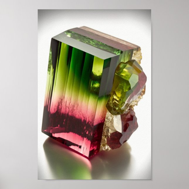 Watermelon Tourmaline crystal macro closeup photo Poster (Front)