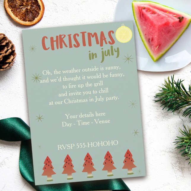 Watermelon Trees Christmas In July Party Invite (Creator Uploaded)