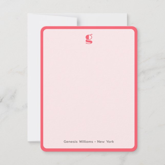 Watermelon Trendy Monogram Name Groovy Frame Note  Card (Front)