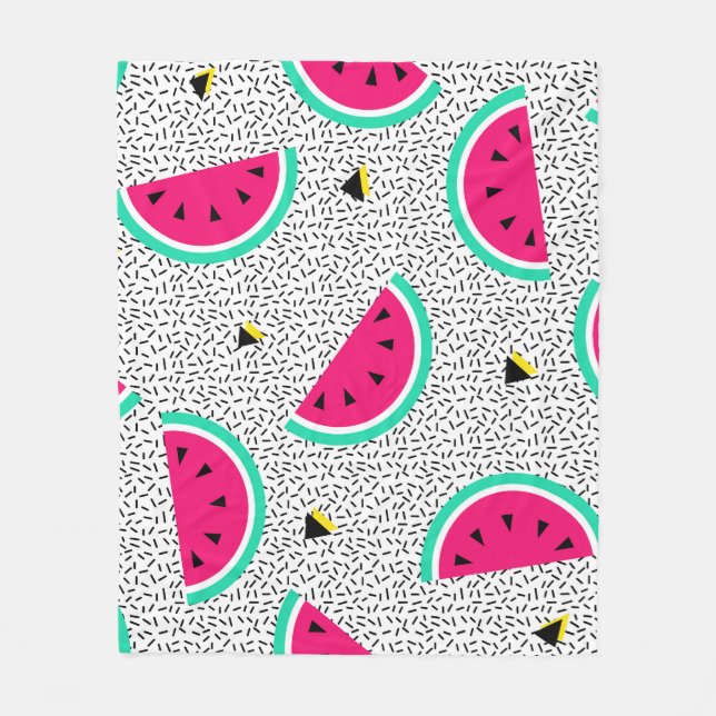Watermelon triangles: retro summer texture. fleece blanket (Front)