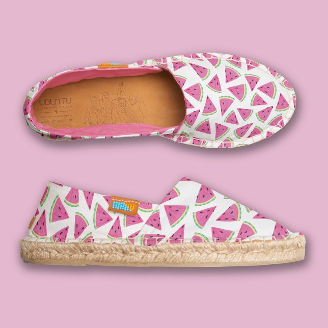 Watermelon tropical pattern pink espadrilles (Fun summer watermelon espadrilles. Customize the lining colour, but we think this pink one is fun!)