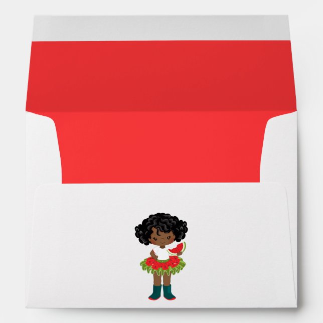 Watermelon Tutu American Black Girl Envelope (Back (Bottom))