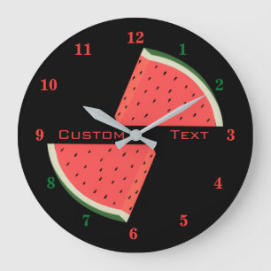 Watermelon Wall Clock with Custom Text