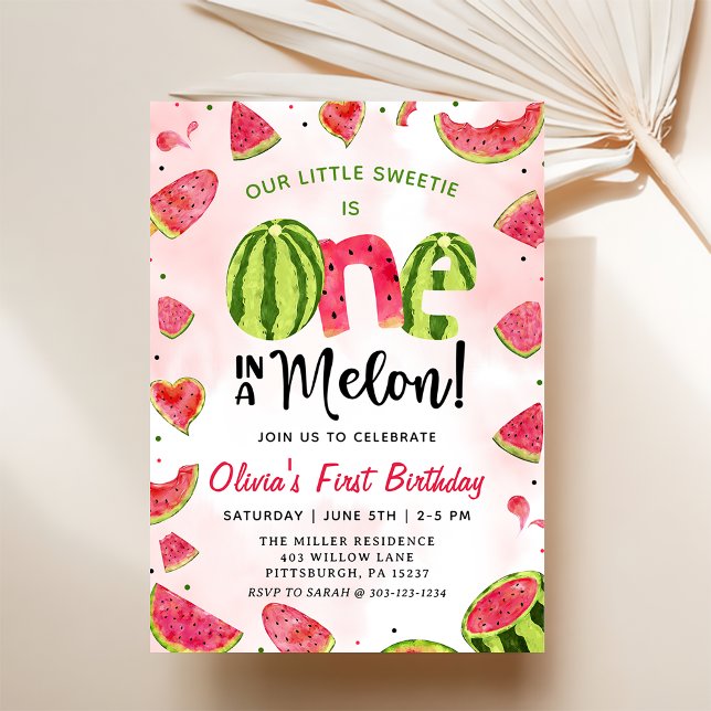 Watermelon Watercolor 1st Birthday Invitation (Creator Uploaded)