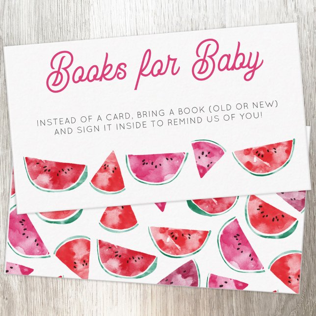 Watermelon Watercolor Baby Shower Book Request Enclosure Card (Watermelon watercolor books for baby baby shower enclosure card)