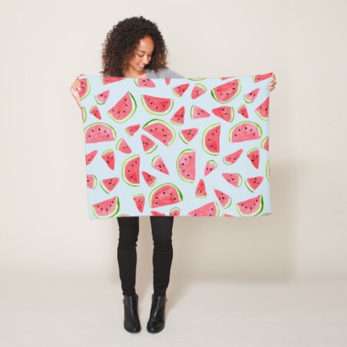 Watermelon watercolor colorful fleece blanket