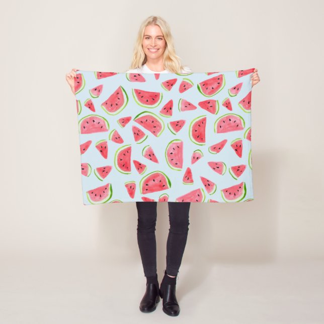 Watermelon watercolor colorful fleece blanket (In Situ)