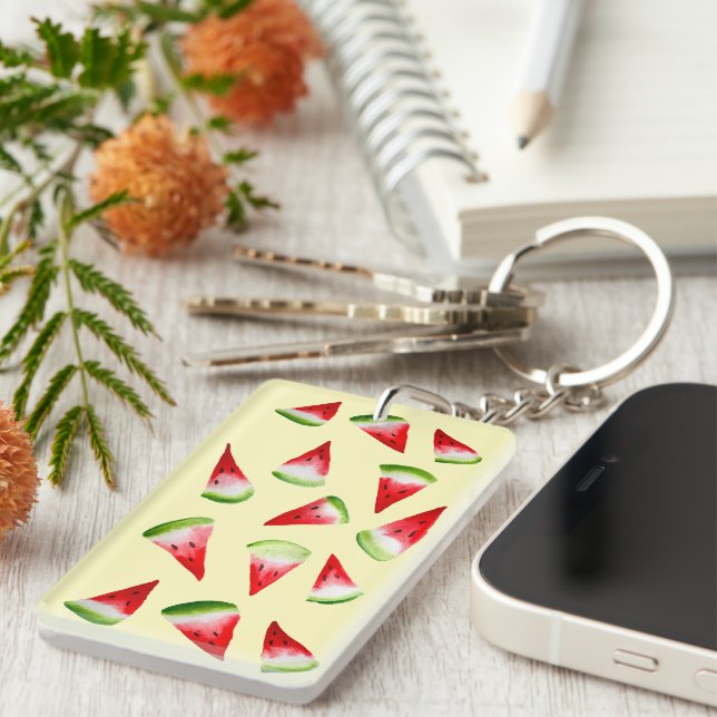 Watermelon watercolor cute fruit keychain (Front Right)