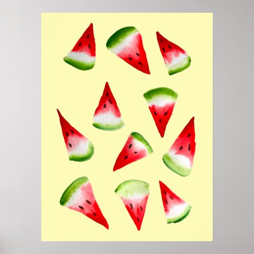 Watermelon watercolor cute fruit poster