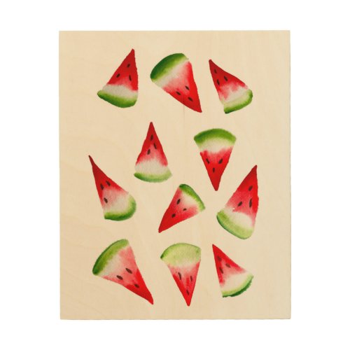 Watermelon watercolor cute fruit wood wall art