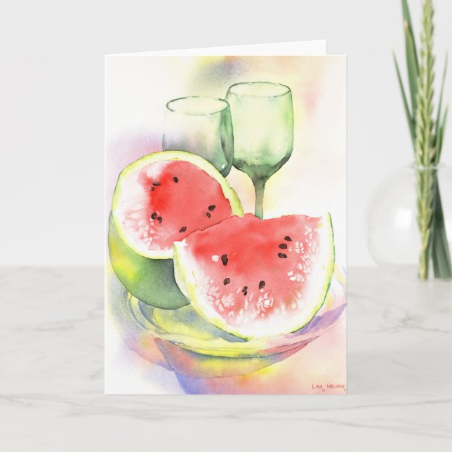 Watermelon watercolor greeting card (Front)