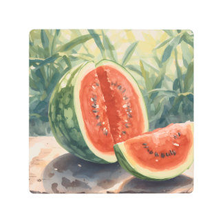 Watermelon Watercolor Metal Print