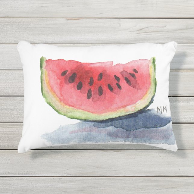 Watermelon Watercolor Pillow (Front)