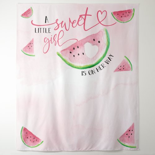 Watermelon Watercolor Pink Girl Baby Shower  Tapestry - For a mom to be having a little girl, this watercolor watermelon shower backdrop will be perfect for some photo ops.