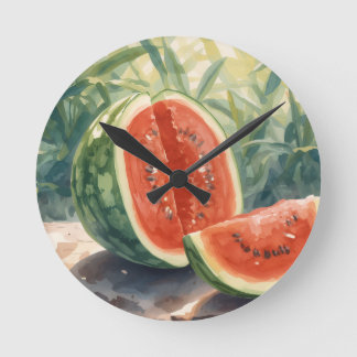Watermelon Watercolor Round Clock