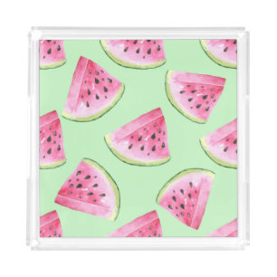 Watermelon watercolor, seamless summer pattern. acrylic tray