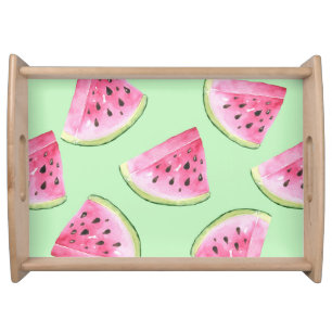 Watermelon watercolor, seamless summer pattern. serving tray