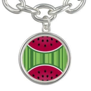Watermelon Wedges Pattern Charm Bracelet