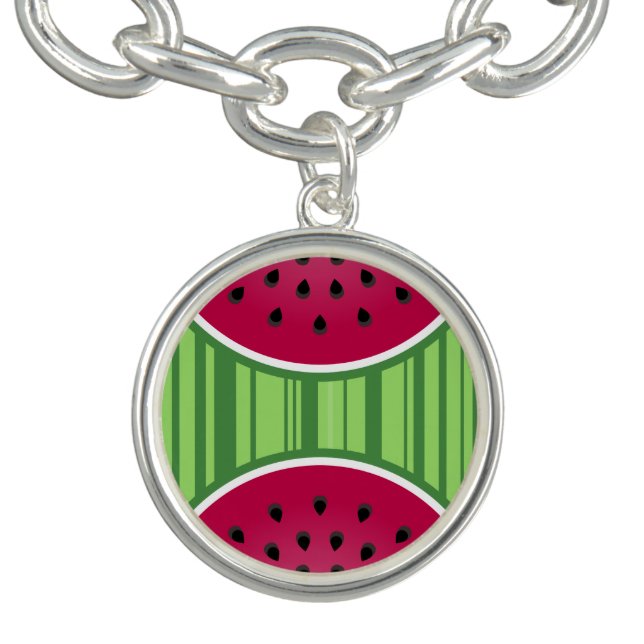Watermelon Wedges Pattern Charm Bracelet (Design)