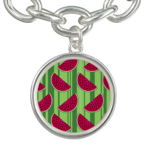 Watermelon Wedges Pattern Charm Bracelet