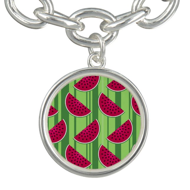 Watermelon Wedges Pattern Charm Bracelet (Design)