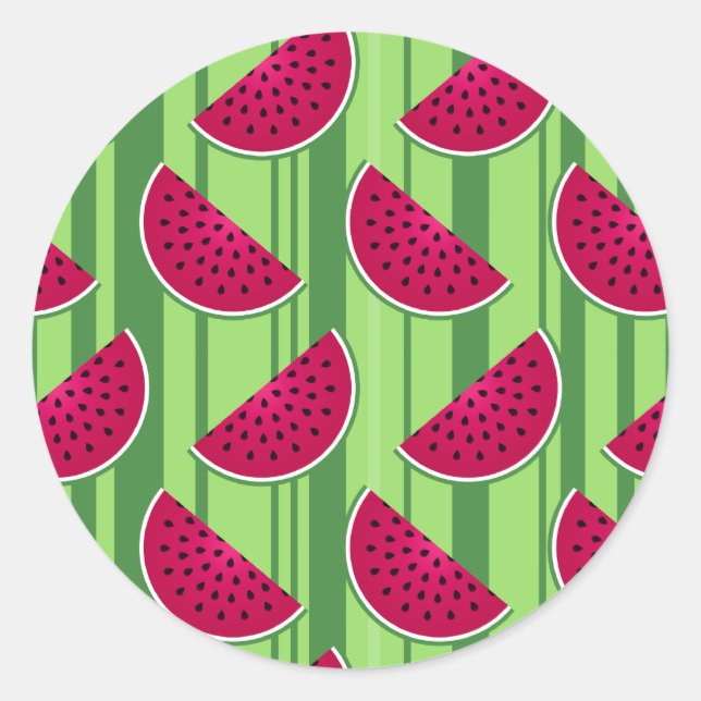 Watermelon Wedges Pattern Classic Round Sticker (Front)