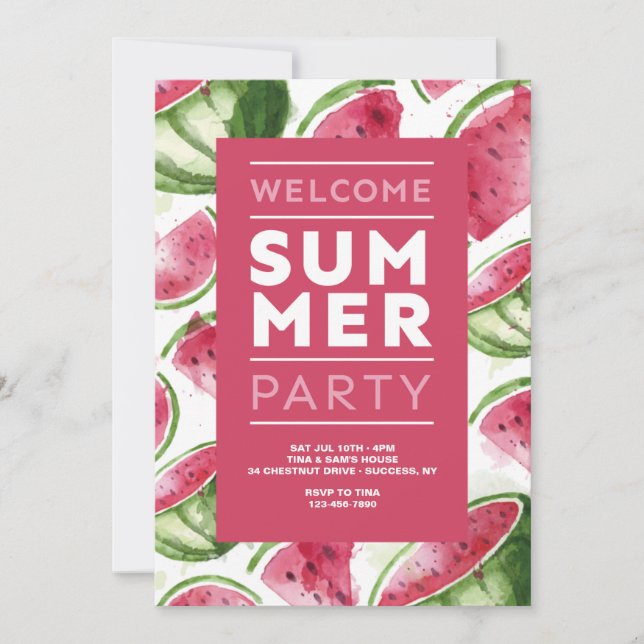 Watermelon Welcome Summer Party Invitation (Front)