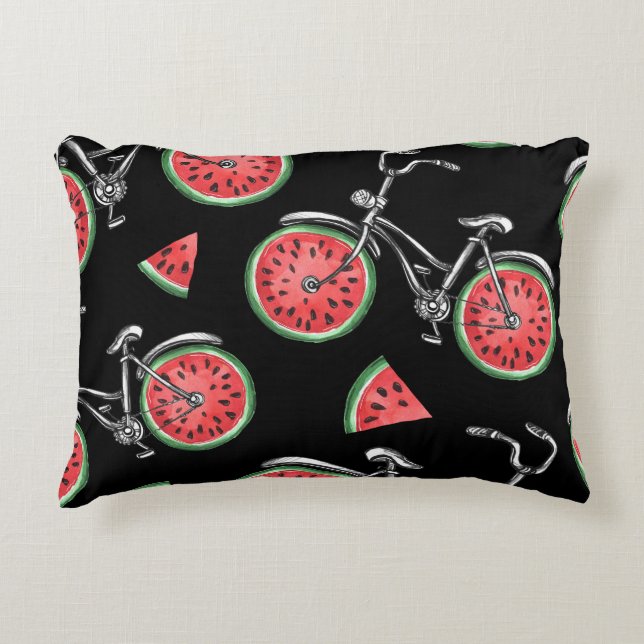 Watermelon wheel bicycles, summer pattern. accent pillow (Front)