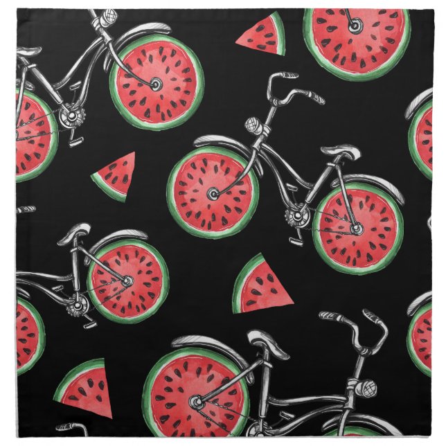 Watermelon wheel bicycles, summer pattern. cloth napkin (Front)