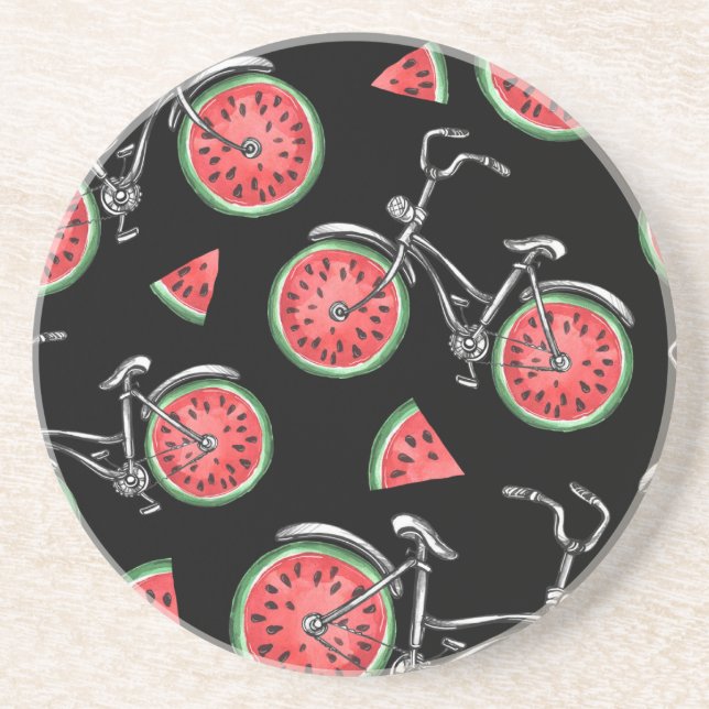 Watermelon wheel bicycles, summer pattern. coaster (Front)
